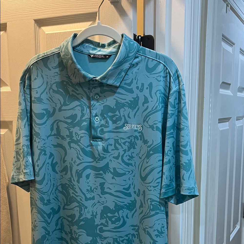 Seftis Teal Patterned Polo Shirt for Men